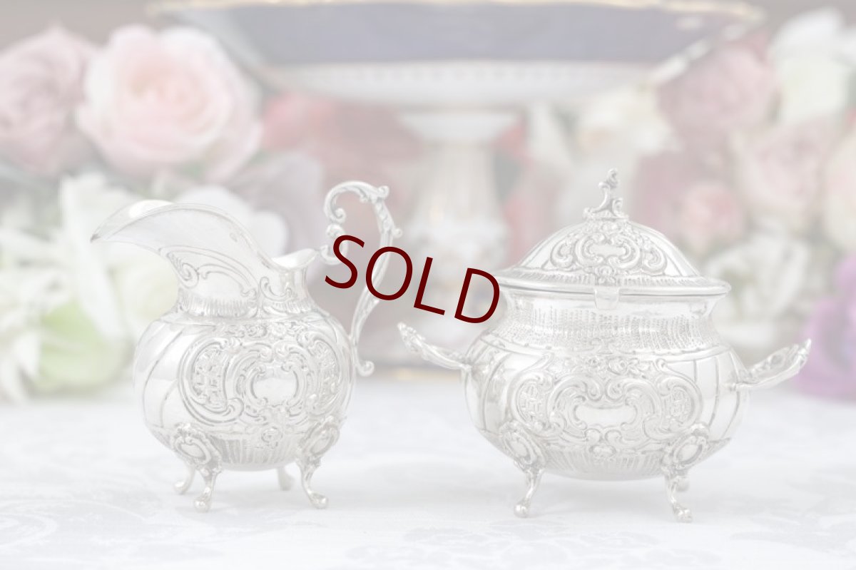 画像1: 純銀製(835)　ドイツ製　ロココスタイル バチェラーサイズ　シュガーポット＆クリームジャグ (1)