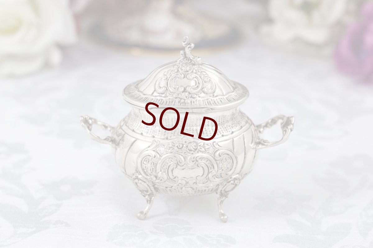 画像5: 純銀製(835)　ドイツ製　ロココスタイル バチェラーサイズ　シュガーポット＆クリームジャグ (5)