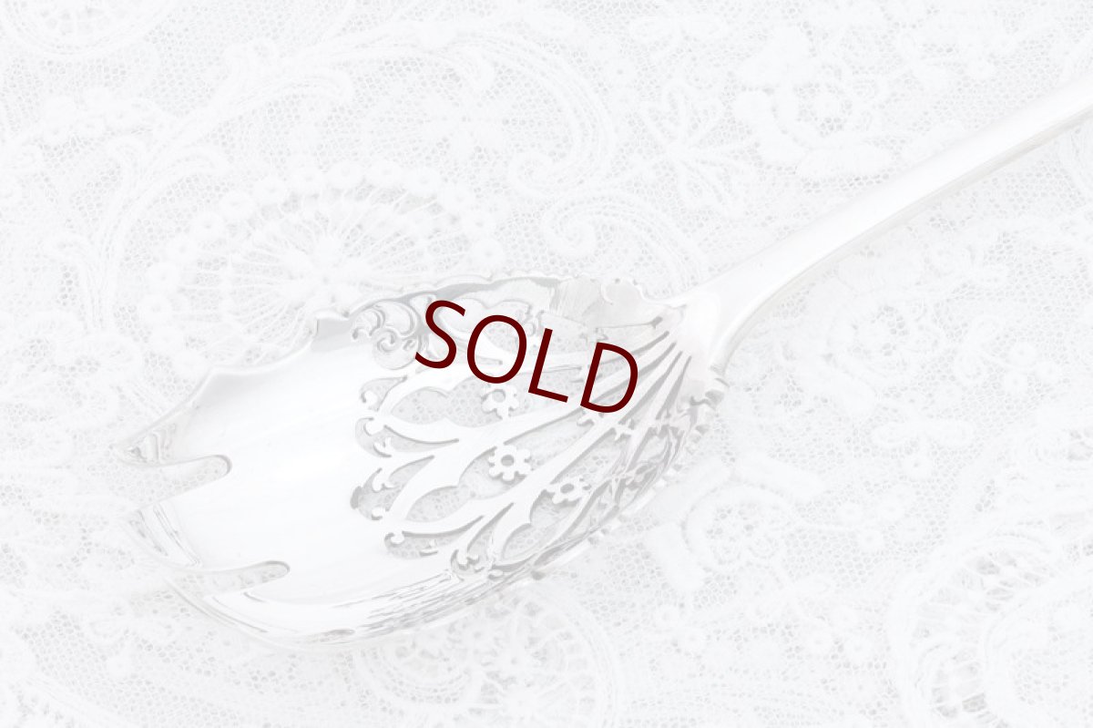 画像4: 純銀製(925) 1906年　お花の装飾ハンドル、透かし細工のサラダサーバー (4)