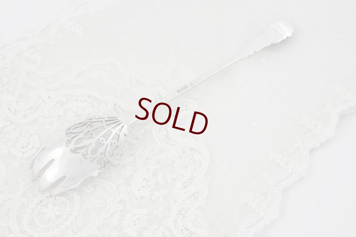 画像8: 純銀製(925) 1906年　お花の装飾ハンドル、透かし細工のサラダサーバー (8)