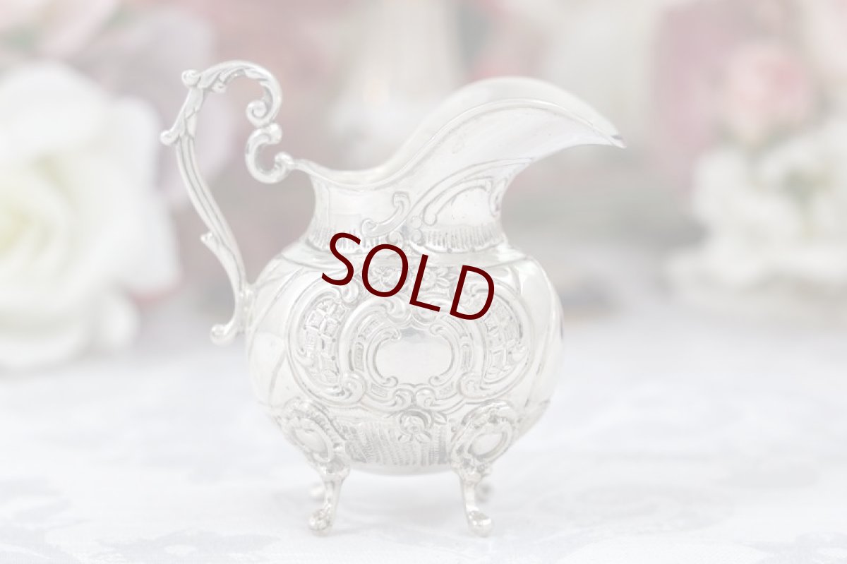 画像8: 純銀製(835)　ドイツ製　ロココスタイル バチェラーサイズ　シュガーポット＆クリームジャグ (8)