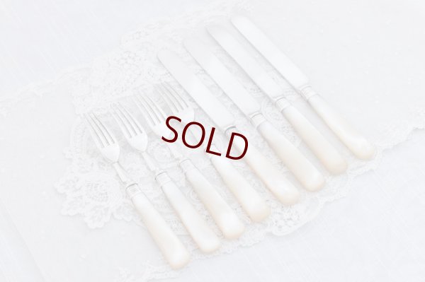 画像2: シルバープレート製 1893年制作　白蝶貝ハンドル　デザートカトラリー４組セット