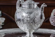 画像5:  シルバープレート  ヴィクトリアン Martin, Hall & Co.  果物とお花のガーランド　ティー３点セット (5)