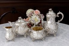 画像2: 純銀製(925) 1863年 バーナード　特級 ヴィクトリアンロココ/ ルイスタイル　ティー&コーヒーセット (2)