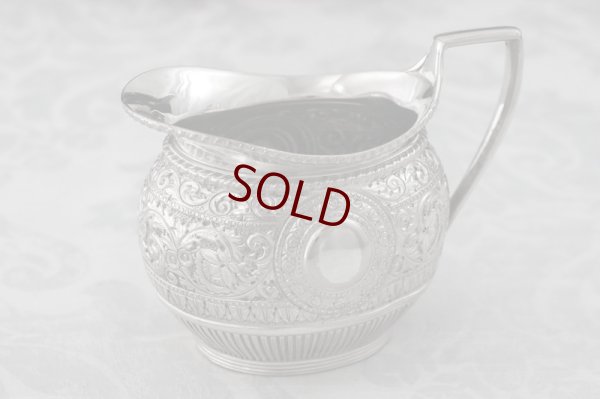 画像15: シルバープレート製　1910-20年代　ハンドチェイシング　お花とスクロール　ティー＆コーヒー4点セット