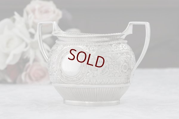 画像13: シルバープレート製　1910-20年代　ハンドチェイシング　お花とスクロール　ティー＆コーヒー4点セット