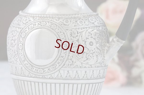 画像10: シルバープレート製　1910-20年代　ハンドチェイシング　お花とスクロール　ティー＆コーヒー4点セット