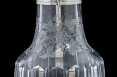 画像7: シルバープレート製ヴィクトリアン　ブドウの葉と実の手彫り彫刻 ハンドカットクリスタルグラスクラレットジャグ (7)