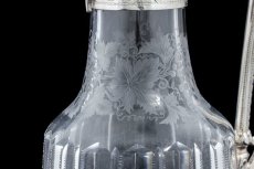 画像8: シルバープレート製ヴィクトリアン　ブドウの葉と実の手彫り彫刻 ハンドカットクリスタルグラスクラレットジャグ (8)