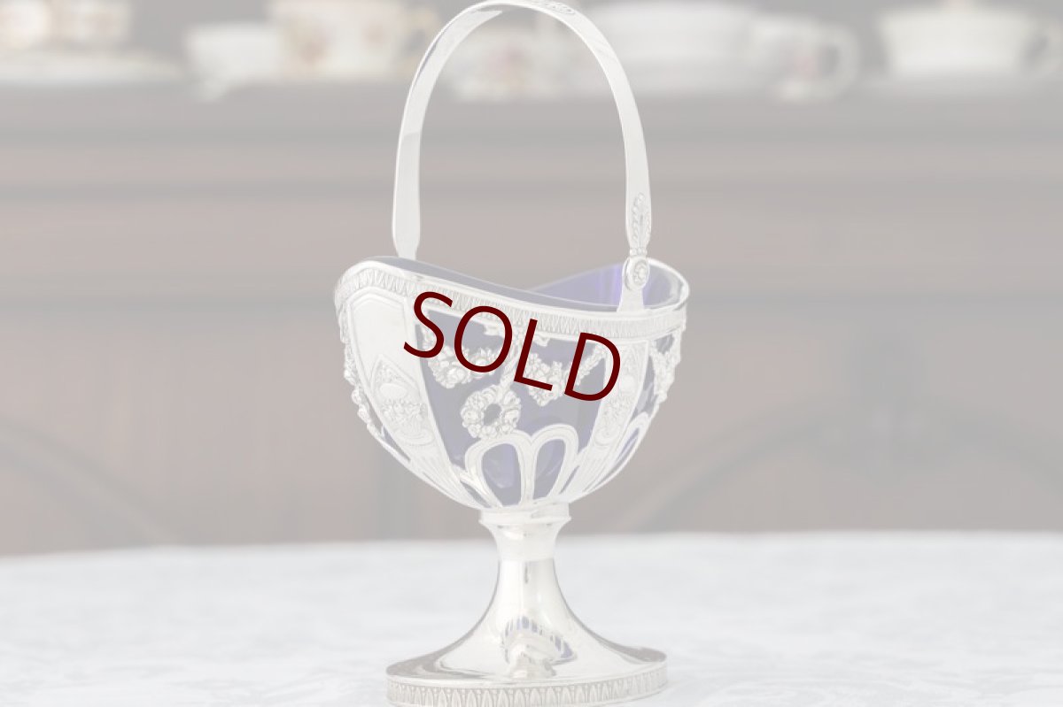 画像6: 純銀製(800-950) フランスインポート　リボンと薔薇のガーランド　シュガーバスケット (6)