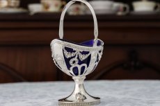 画像6: 純銀製(800-950) フランスインポート　リボンと薔薇のガーランド　シュガーバスケット (6)