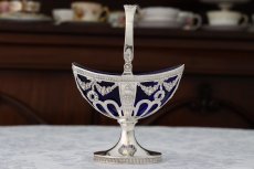 画像2: 純銀製(800-950) フランスインポート　リボンと薔薇のガーランド　シュガーバスケット (2)