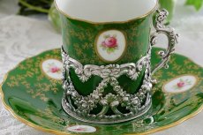 画像13: 純銀製(925)1909年　リボンとお花のガーランドのホルダー　コールポート　薔薇のコーヒーセット (13)