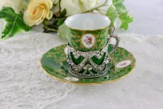 画像11: 純銀製(925)1909年　リボンとお花のガーランドのホルダー　コールポート　薔薇のコーヒーセット (11)