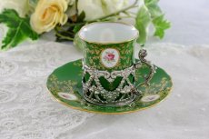 画像9: 純銀製(925)1909年　リボンとお花のガーランドのホルダー　コールポート　薔薇のコーヒーセット (9)