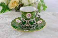 画像3: 純銀製(925)1909年　リボンとお花のガーランドのホルダー　コールポート　薔薇のコーヒーセット (3)