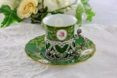 画像10: 純銀製(925)1909年　リボンとお花のガーランドのホルダー　コールポート　薔薇のコーヒーセット (10)