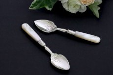 画像2: 純銀製(925)　1913年 白蝶貝　ジャムスプーンセット (2)
