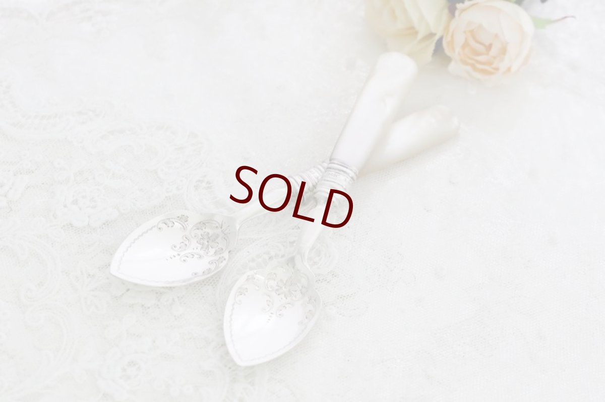 画像6: 純銀製(925)　1913年 白蝶貝　ジャムスプーンセット (6)