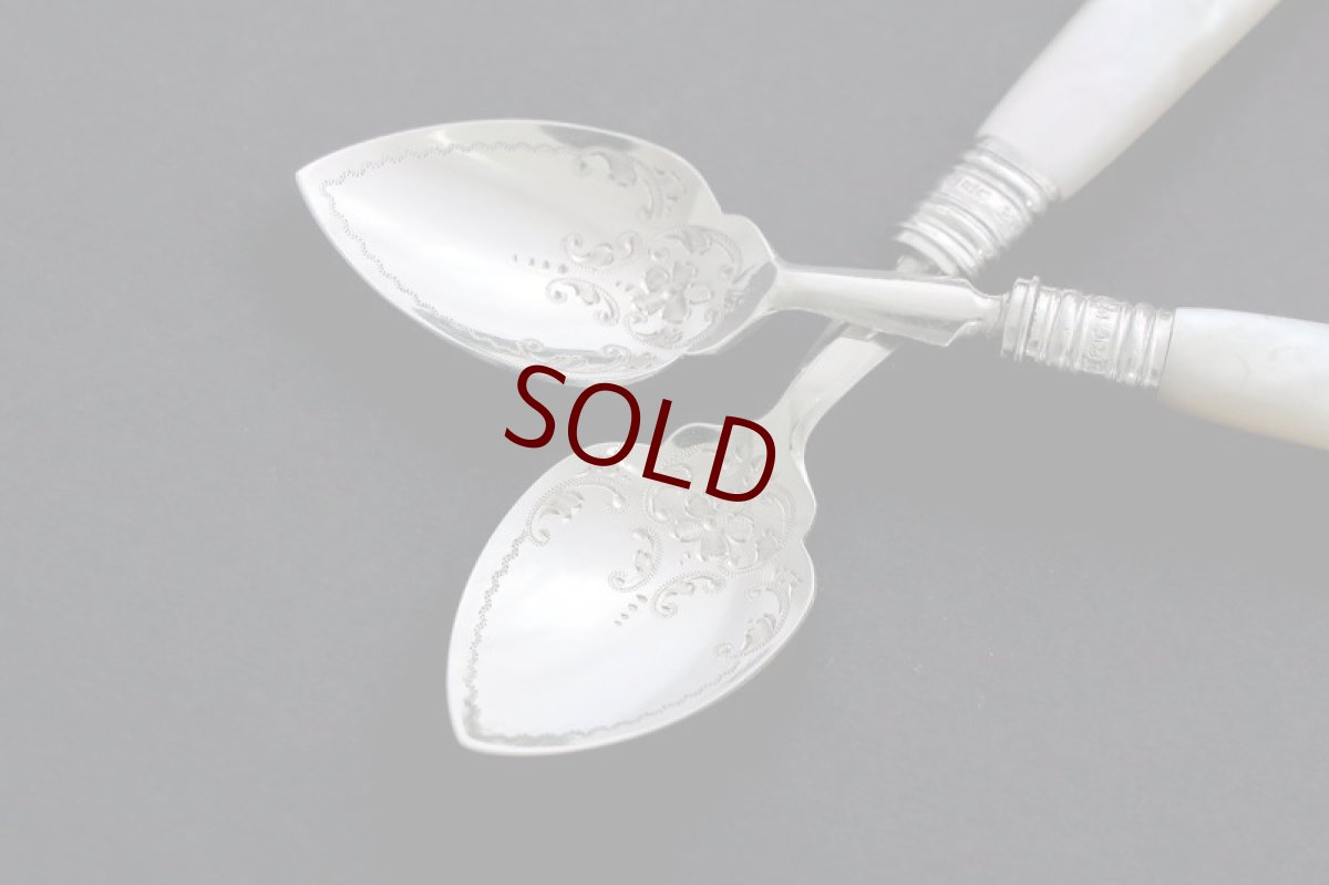 画像4: 純銀製(925)　1913年 白蝶貝　ジャムスプーンセット (4)