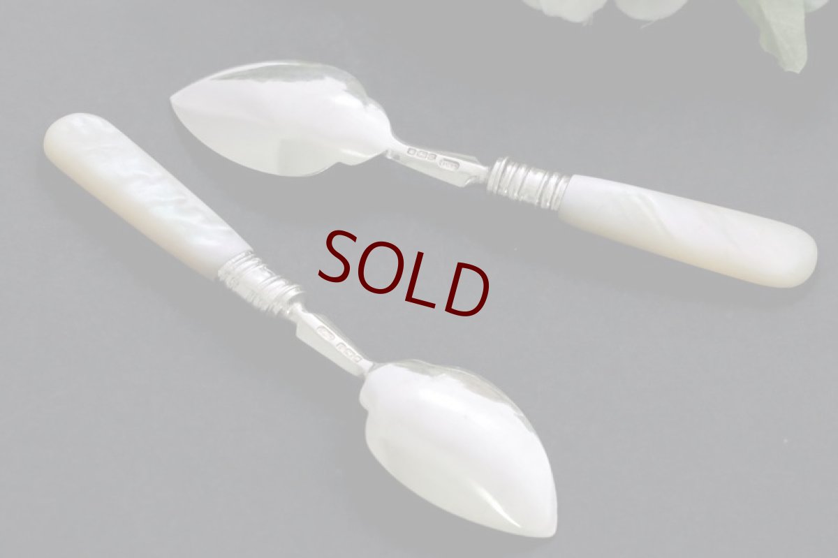 画像5: 純銀製(925)　1913年 白蝶貝　ジャムスプーンセット (5)