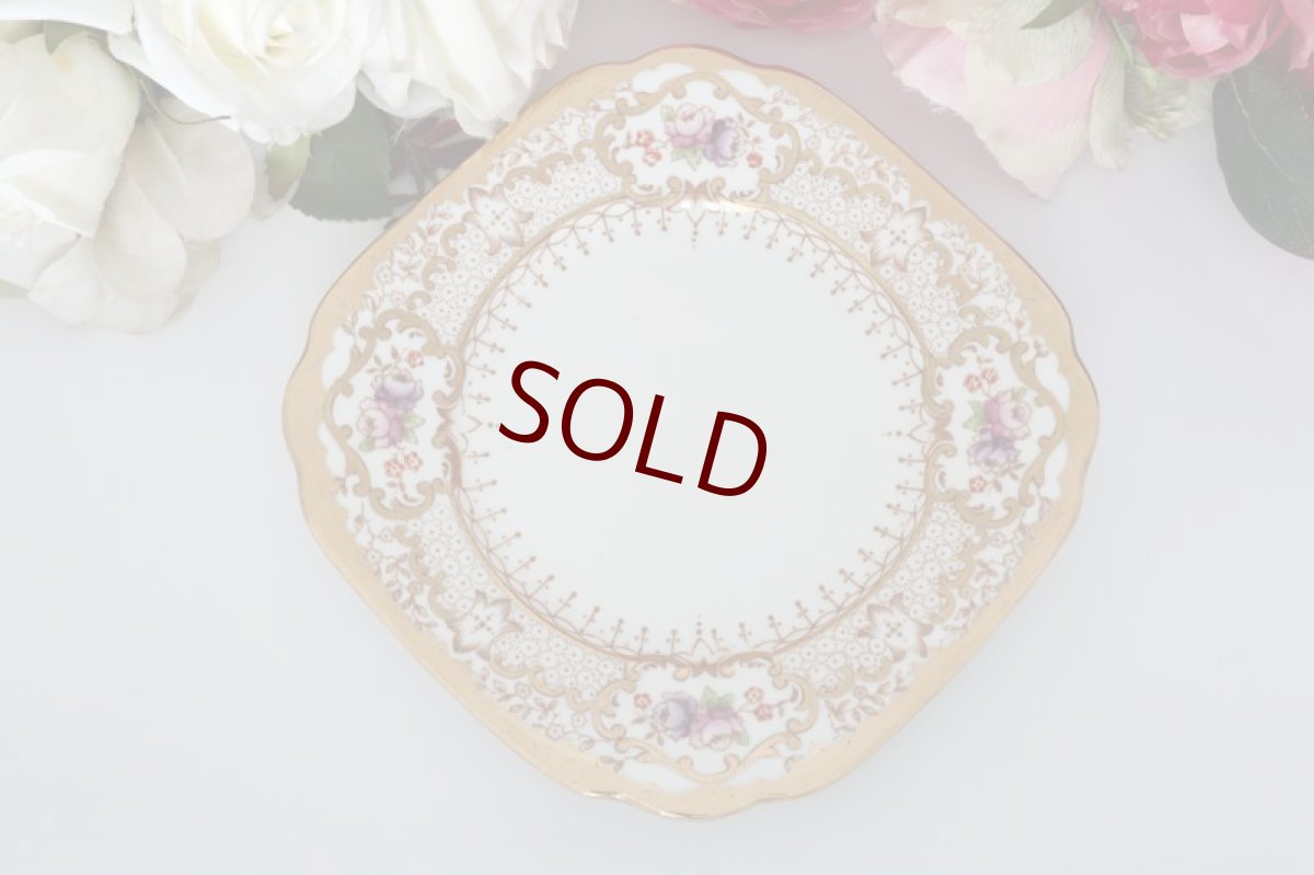 画像4: ロイヤルアルバート　ヴィンテージ 金彩　手描き　ケーキ皿　4枚セット (4)