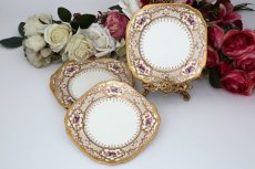 画像2: ロイヤルアルバート　ヴィンテージ 金彩　手描き　ケーキ皿　4枚セット (2)