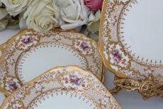 画像1: ロイヤルアルバート　ヴィンテージ 金彩　手描き　ケーキ皿　4枚セット (1)