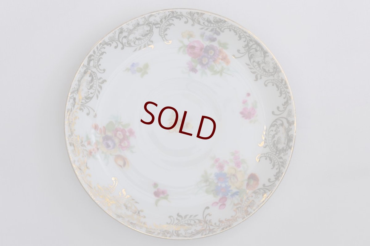 画像10: ヴィンテージ陶器　１９３０年代　チェコ製　手描き　ブーケと金彩のトリオセット２ (10)