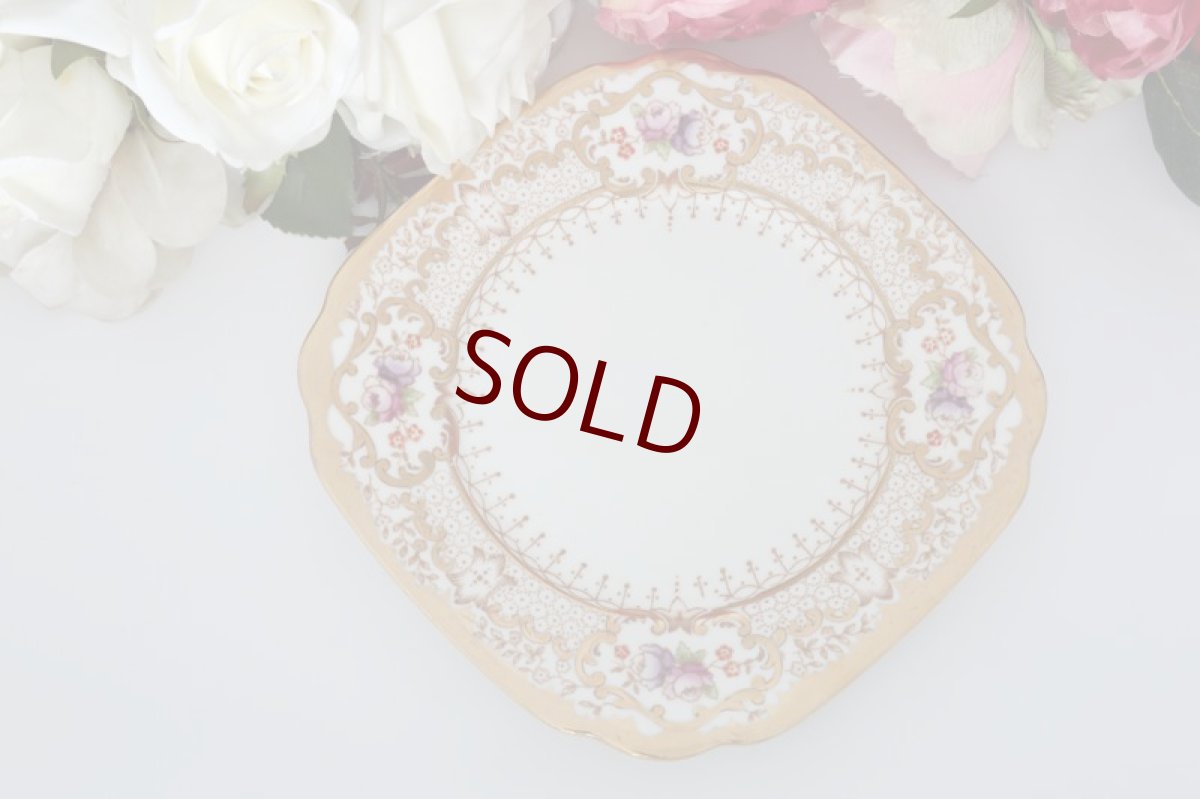 画像8: ロイヤルアルバート　ヴィンテージ 金彩　手描き　ケーキ皿　4枚セット (8)