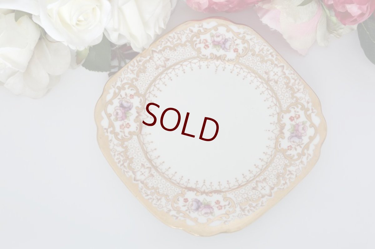 画像6: ロイヤルアルバート　ヴィンテージ 金彩　手描き　ケーキ皿　4枚セット (6)