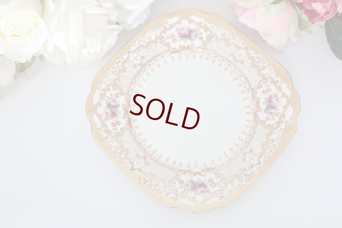 画像10: ロイヤルアルバート　ヴィンテージ 金彩　手描き　ケーキ皿　4枚セット (10)