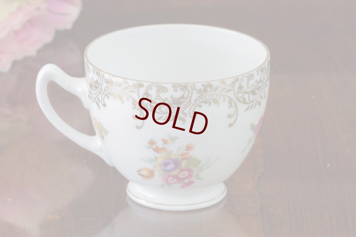 画像5: ヴィンテージ陶器　１９３０年代　チェコ製　手描き　ブーケと金彩のトリオセット２ (5)