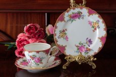 画像1: エインズレイ　1930-40年代　薔薇とお花のティーカップトリオセット (1)