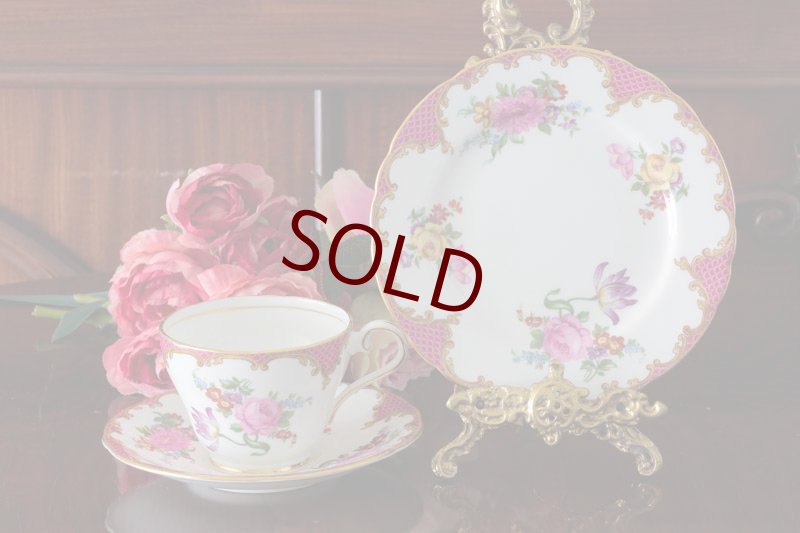 エインズレイ 1930-40年代 薔薇とお花のティーカップトリオセット