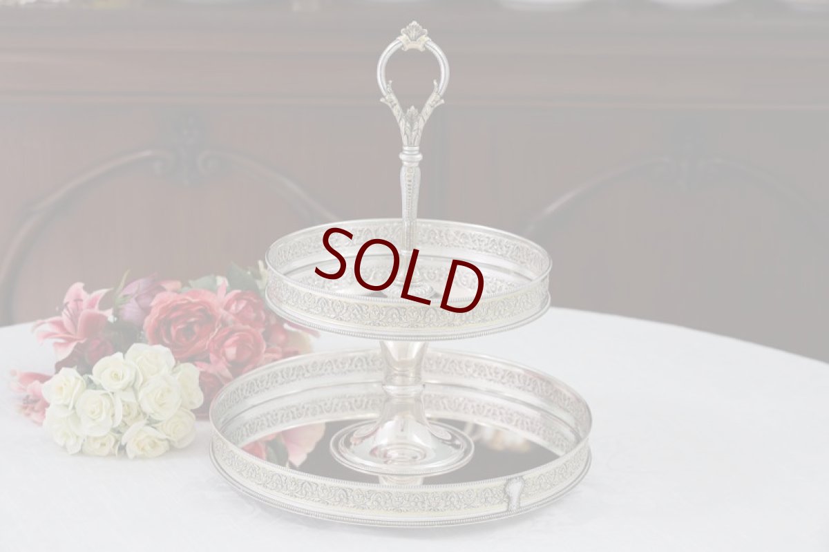 画像1: 純銀製（800)ヴィンテージシルバー  C.1950 イタリアンシルバー 二段 ケーキスタンド (1)