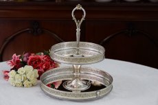 画像1: 純銀製（800)ヴィンテージシルバー  C.1950 イタリアンシルバー 二段 ケーキスタンド (1)