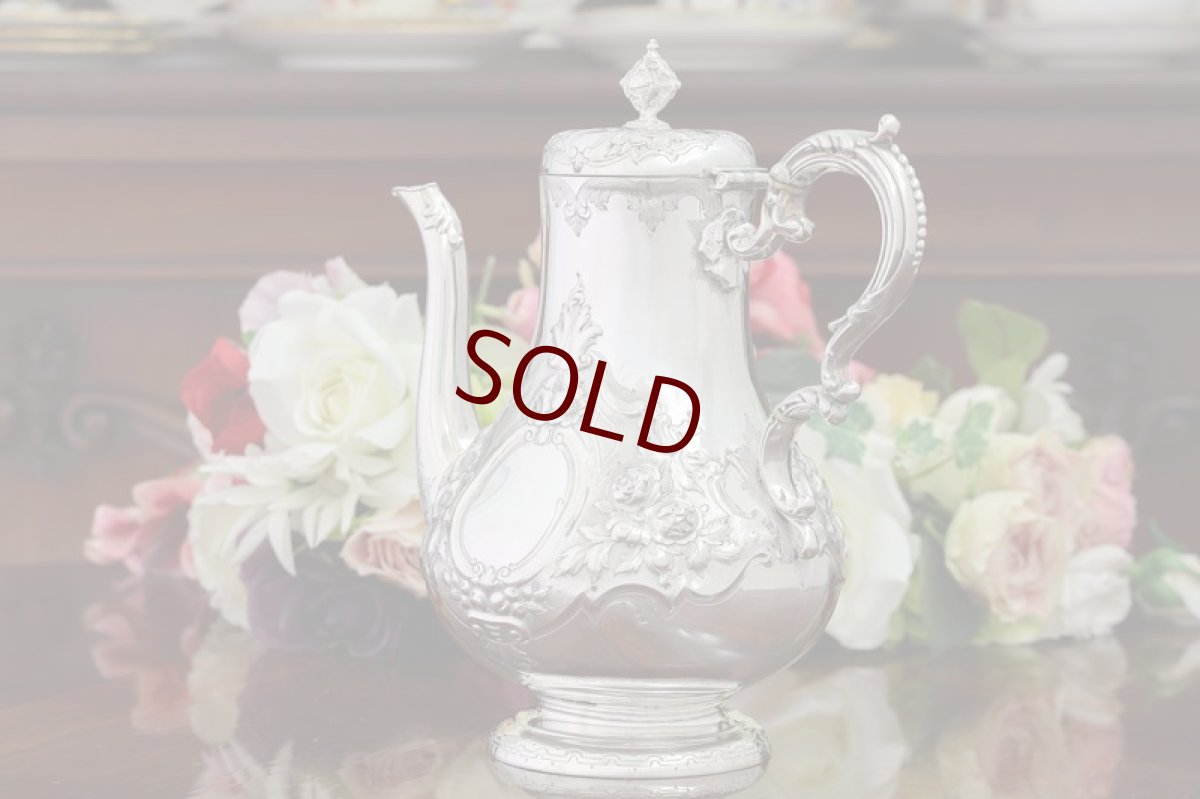 画像4: 純銀製(925) アンティークシルバー 1860年 ヴィクトリアンロココスタイル コーヒーポット (4)