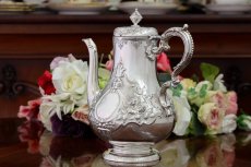 画像4: 純銀製(925) アンティークシルバー 1860年 ヴィクトリアンロココスタイル コーヒーポット (4)