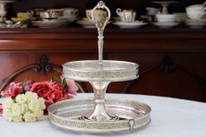 画像6: 純銀製（800)ヴィンテージシルバー  C.1950 イタリアンシルバー 二段 ケーキスタンド (6)