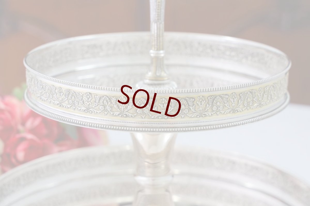 画像5: 純銀製（800)ヴィンテージシルバー  C.1950 イタリアンシルバー 二段 ケーキスタンド (5)