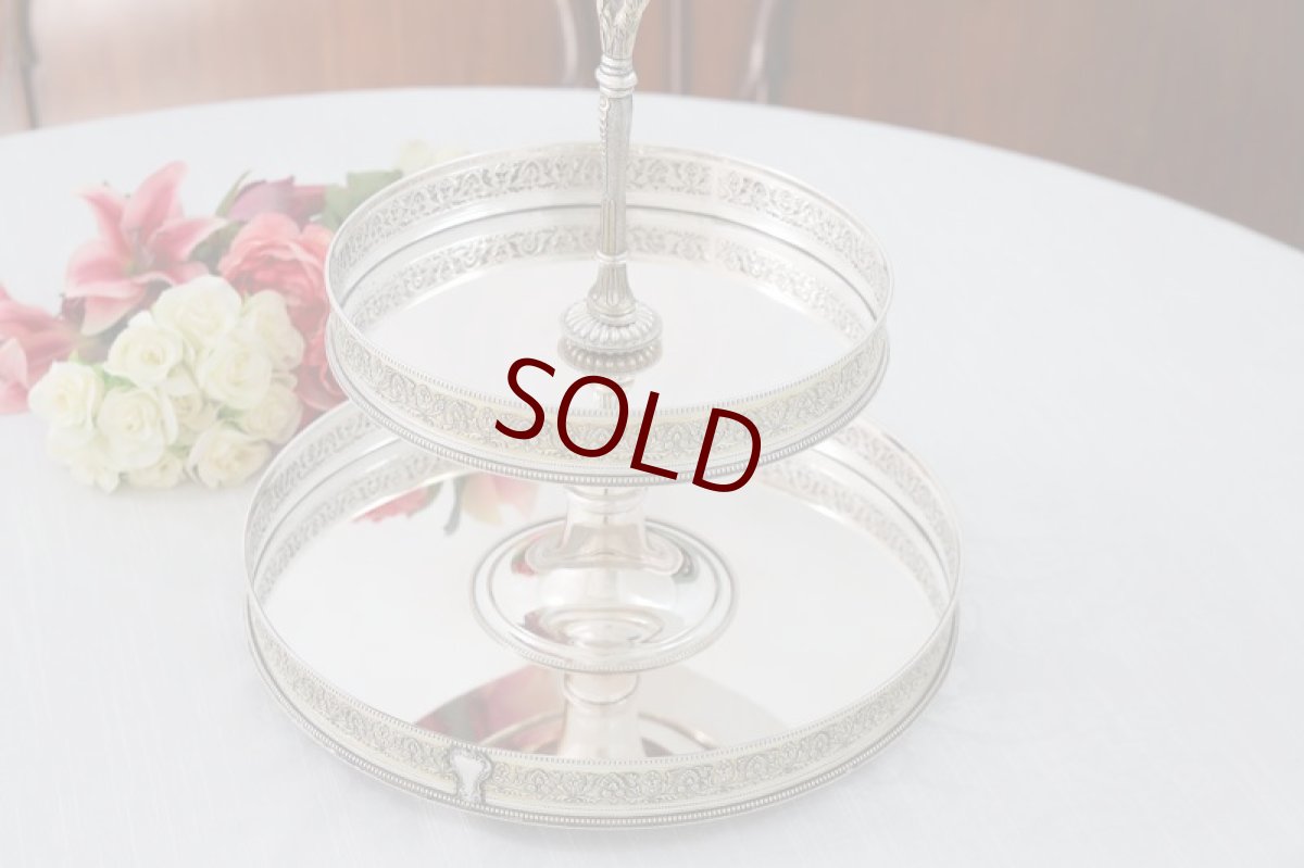 画像2: 純銀製（800)ヴィンテージシルバー  C.1950 イタリアンシルバー 二段 ケーキスタンド (2)