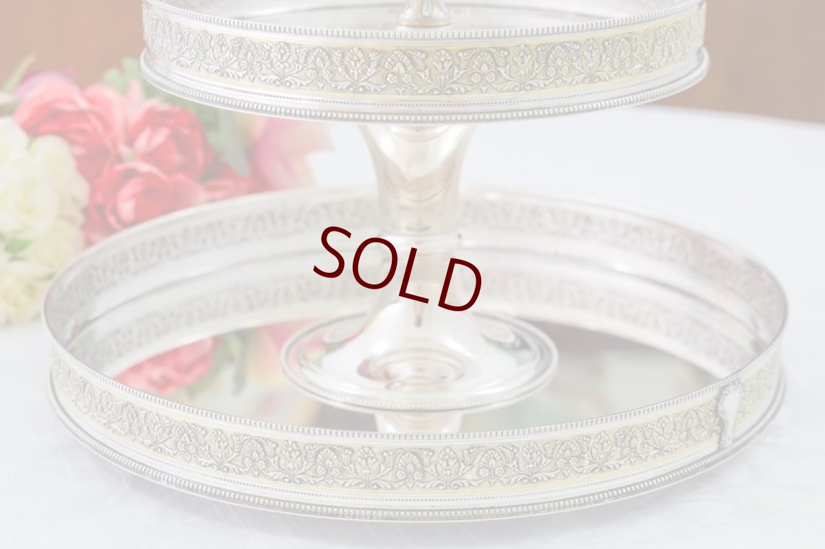 画像4: 純銀製（800)ヴィンテージシルバー  C.1950 イタリアンシルバー 二段 ケーキスタンド (4)