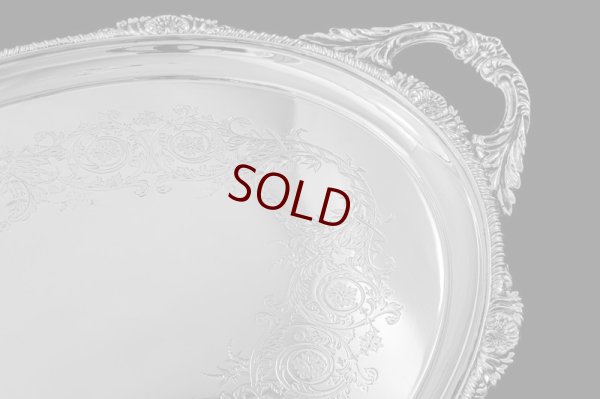 画像4: シルバープレート製 アンティークシルバー　Atkins Bros. 手彫り美彫刻　大型トレイ