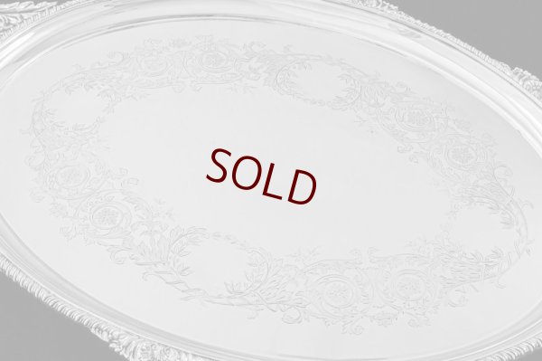 画像2: シルバープレート製 アンティークシルバー　Atkins Bros. 手彫り美彫刻　大型トレイ