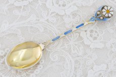 画像5: 純銀製(925)ヴィンテージシルバー 1953年お花のエナメル　金鍍金　スプーン6本セット (5)