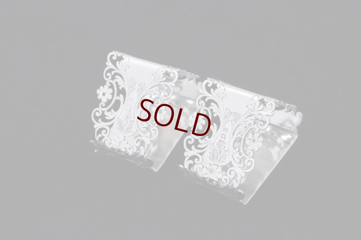 画像3: 純銀製(925) アンティークシルバー 1904年  ナプキンリング2組セット (3)