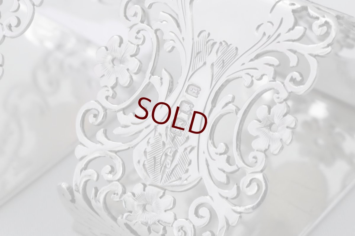 画像7: 純銀製(925) アンティークシルバー 1904年  ナプキンリング2組セット (7)