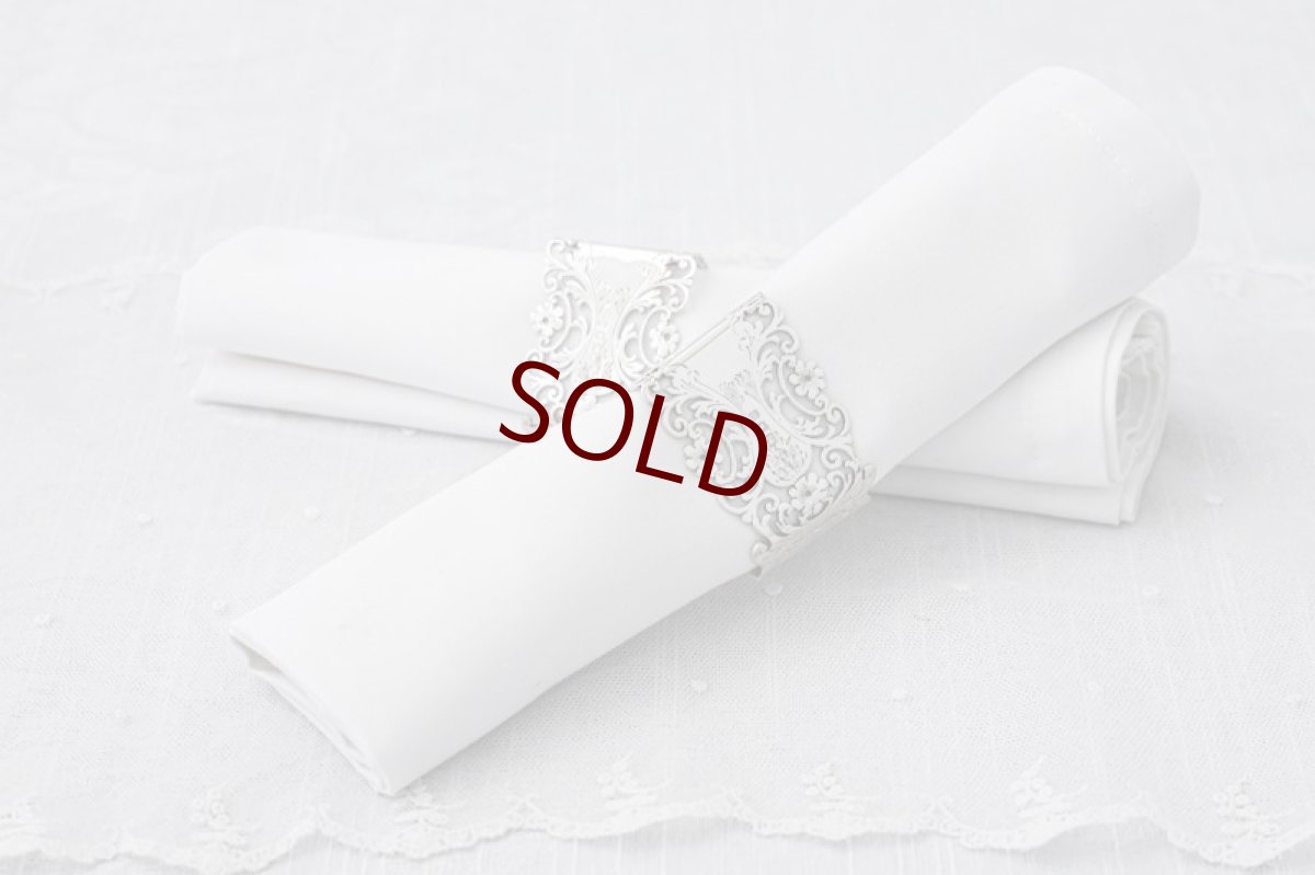 画像2: 純銀製(925) アンティークシルバー 1904年  ナプキンリング2組セット (2)