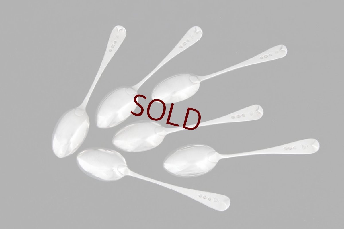 画像4: 純銀製(925) アンティークシルバー 1890年 果実の手彫り彫刻 ティースプーン６本セット (4)